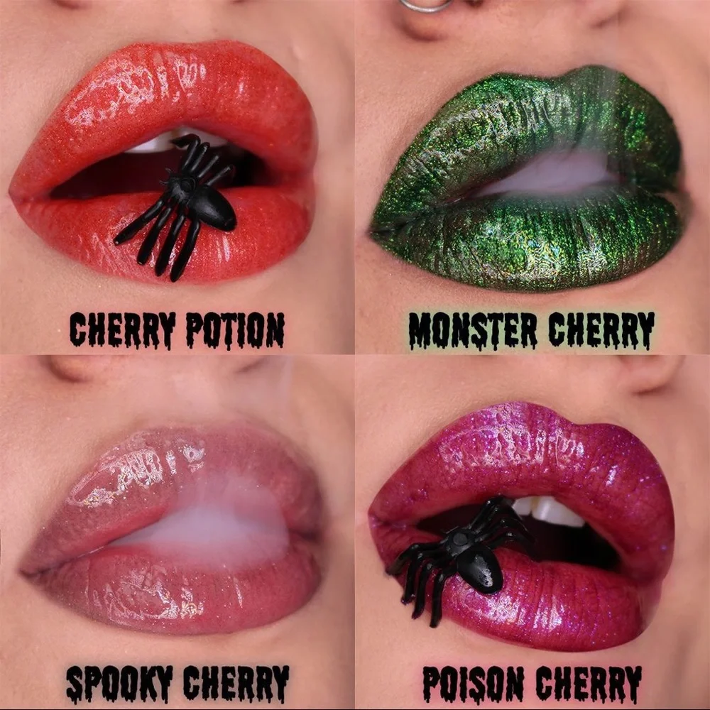 new Lime Crime ᴥ︎ Wet Cherry Lip Gloss ᴥ︎ Monster Sparkle Green Lippy ᴥ︎ Cosplay
